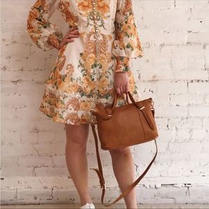 Ted Baker Olmia saddle leather knotted handle crossbody bag brown gold